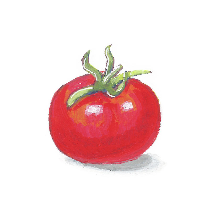 One Tomato Painting by Masha Batkova