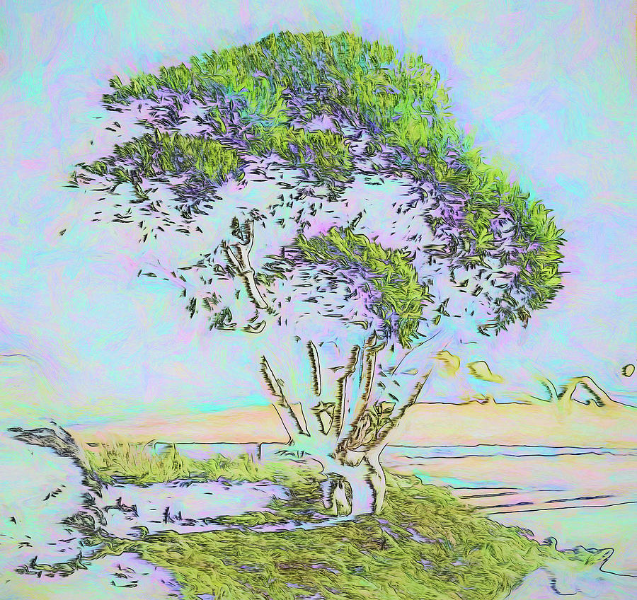 One Tree Wind Movement Digital Art by Linda Brody