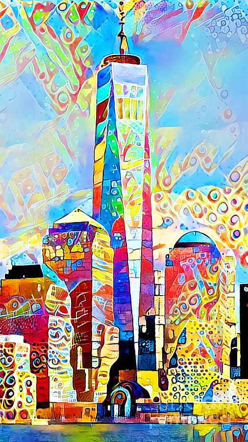 One World Trade Center New York Skyline in Bright Cheerful Colorful Contemporary Elements 20200426lo Photograph by Wingsdomain Art and Photography