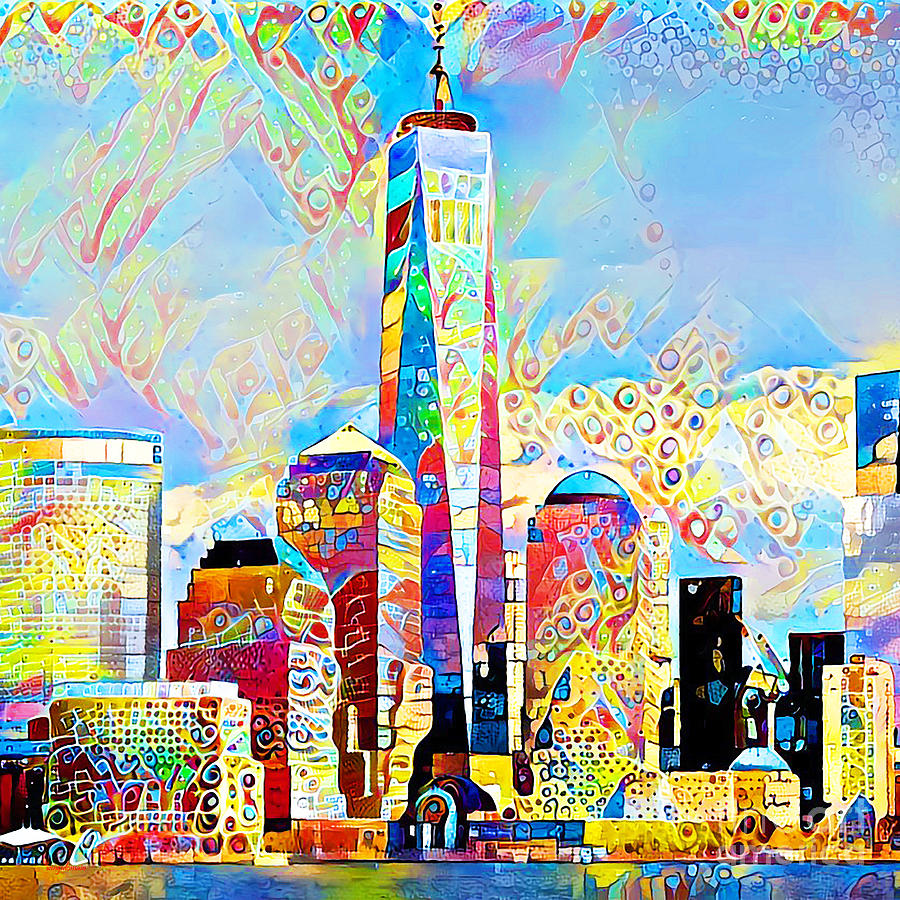 One World Trade Center New York Skyline in Bright Cheerful Colorful Contemporary Elements 20200426sa Photograph by Wingsdomain Art and Photography