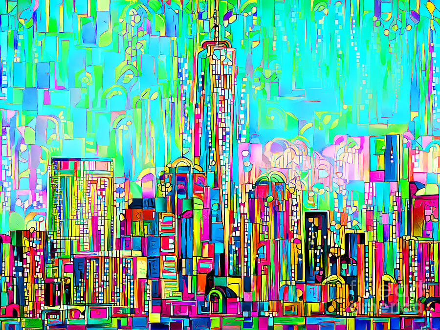 One World Trade Center New York Skyline in Contemporary Abstract Patterns 20210107 Photograph by Wingsdomain Art and Photography