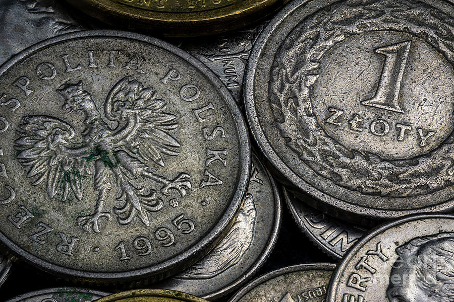 One Zloty Polish Coins Close Up Macro Shot Dramatic Light Photograph by Pablo Avanzini