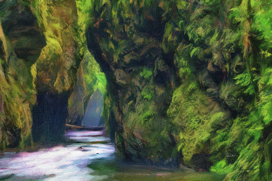 Oneonta Gorge in Oregon Digital Art by Russ Harris