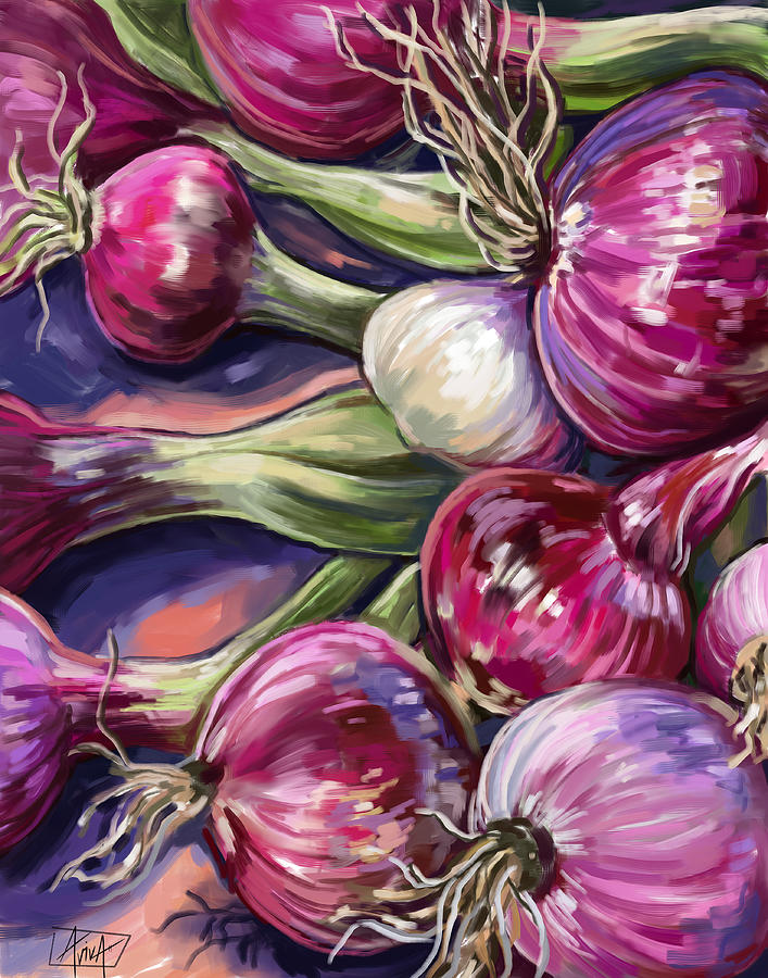 Vegetable Digital Art - Onion party by Aviva Weinberg