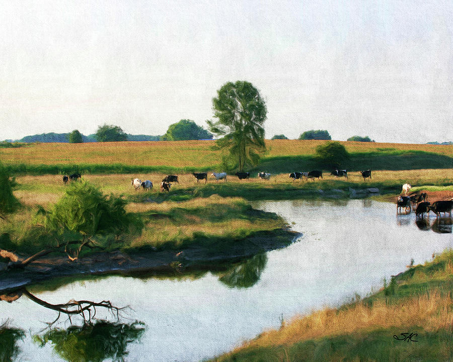 Onion River Cows Digital Art by Stacey Carlson Onion River Cows Digital Art by Stacey Carlson