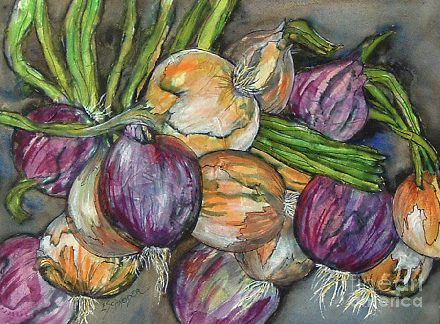 Onions Painting by Edie Schneider