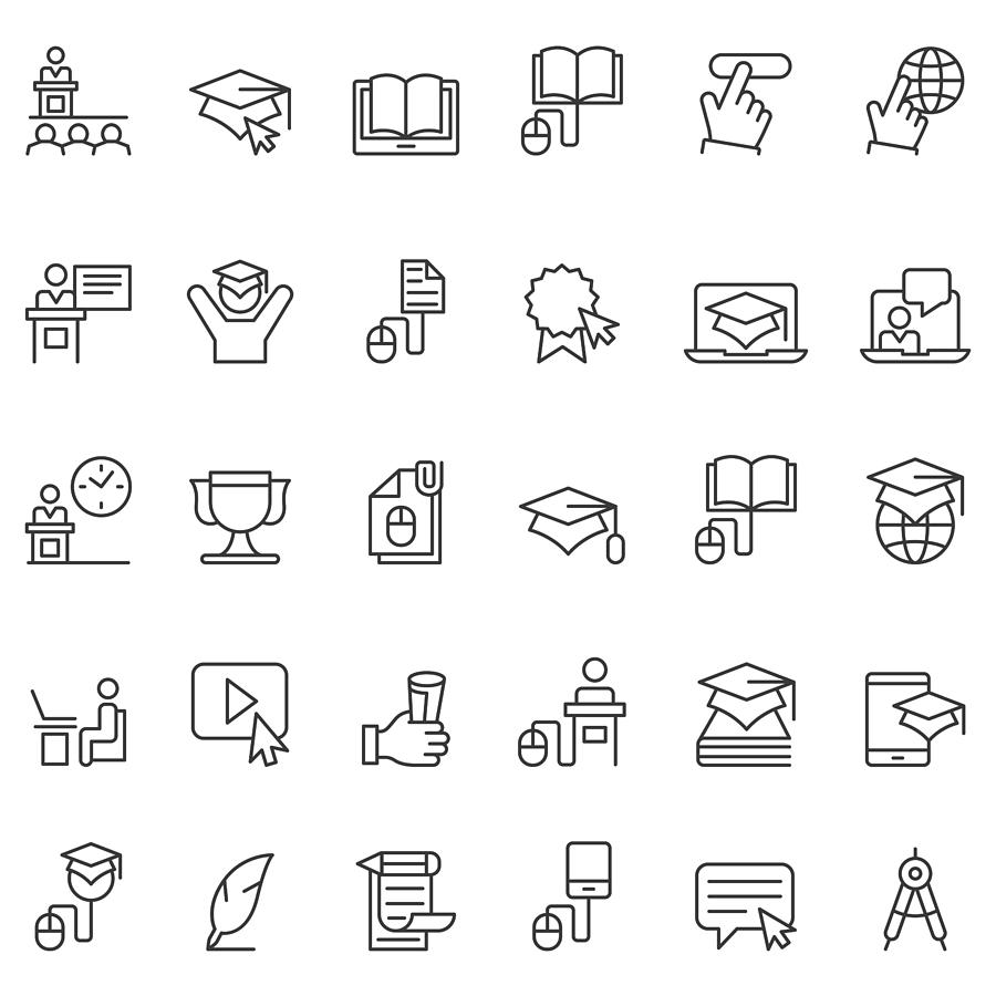 Online education icon set Drawing by FingerMedium