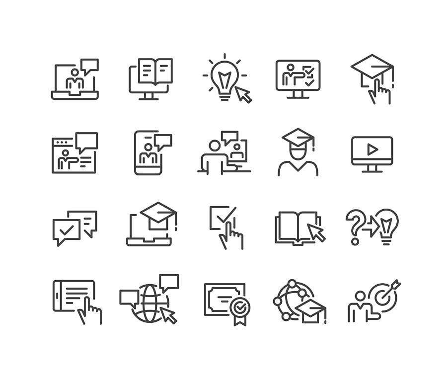 Online Education Icons - Classic Line Series Drawing by -victor-