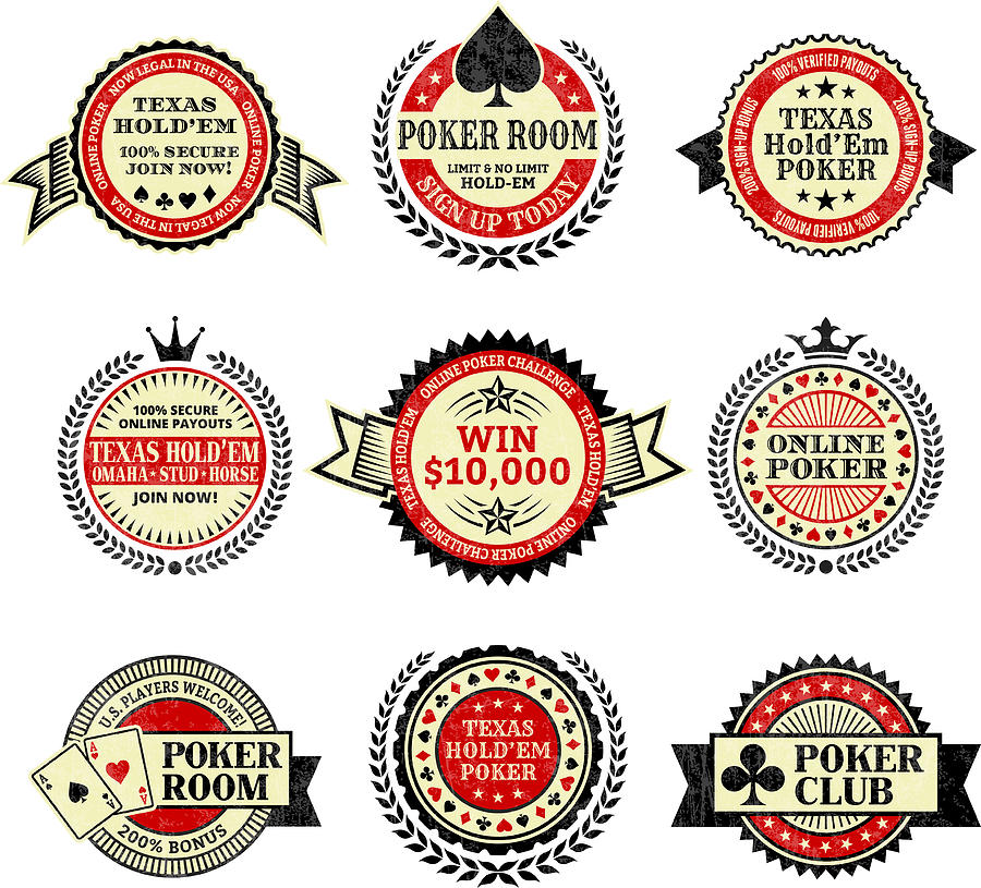Online poker Texas Hold Em royalty free vector icon set Drawing by Bubaone