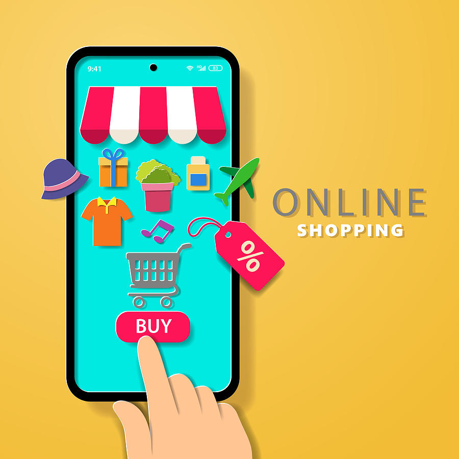 Online Shopping Drawing by Exxorian