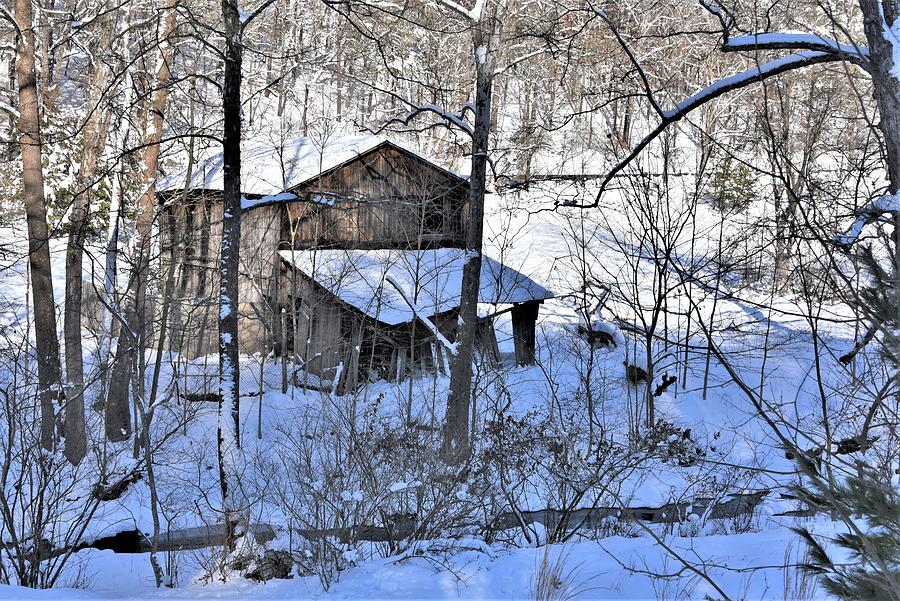 An Old Brown Barn in Snow Photograph by Kim Bemis