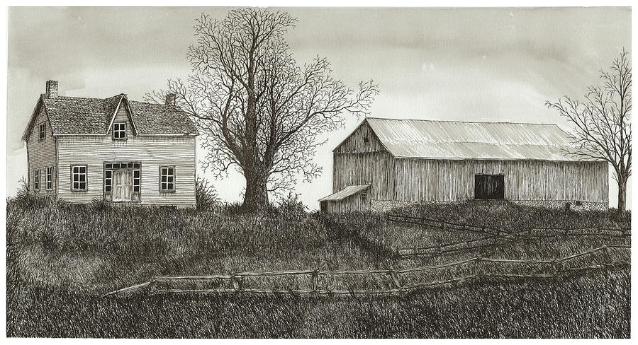 Ontario Farm Drawing by Jonathan Baldock