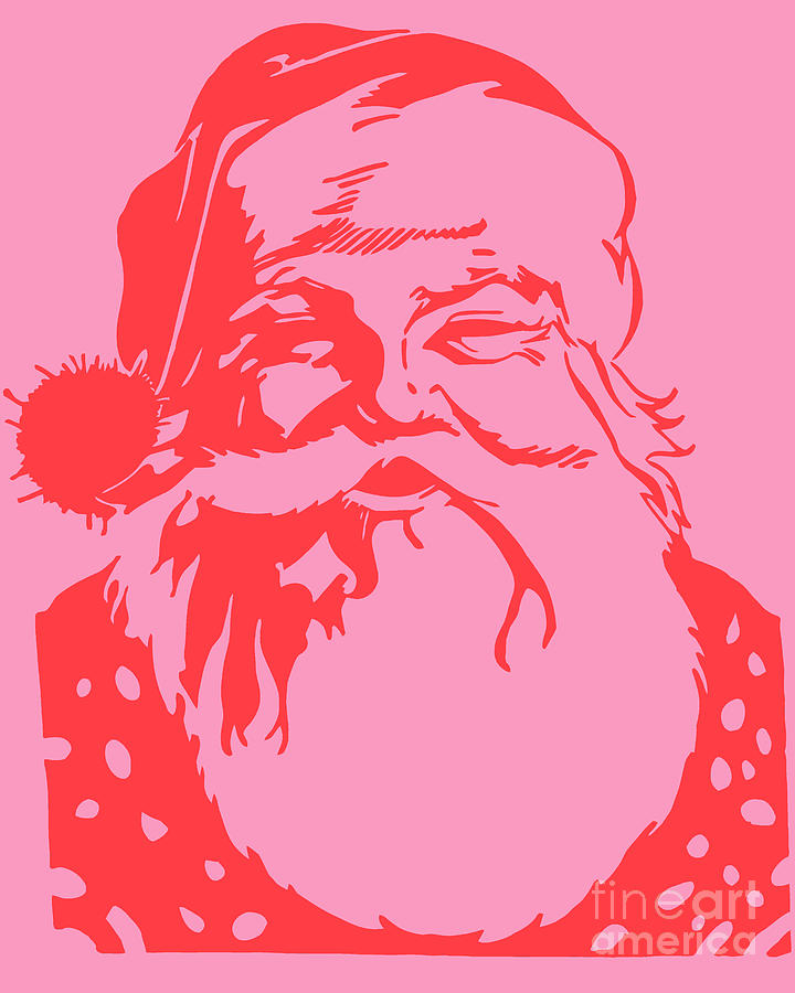 op art Santa in pink and red Drawing by Aapshop - Fine Art America