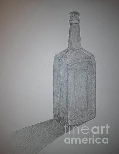 Opaque Glass Bottle Drawing by Nicole Robles