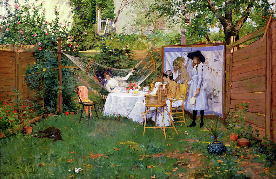 Open Air Breakfast. Date/Period 1888. Painting. Oil on canvas. Painting by William Merritt Chase