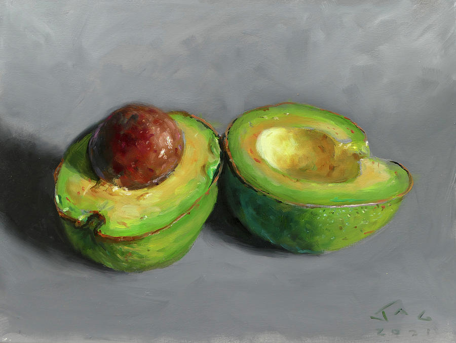 Open Avocado  Painting by Jonathan Guy-Gladding JAG