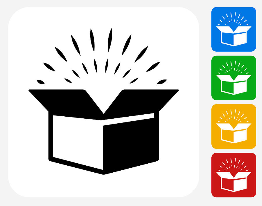 Open Box Icon Flat Graphic Design Drawing by Bubaone