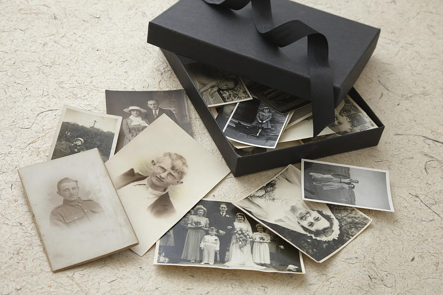 Open Box Of Vintage Family Photographs Photograph by Andrew Bret Wallis