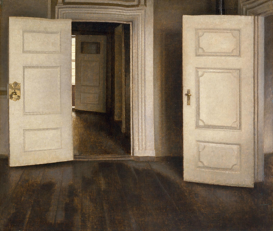 Vilhelm Hammershoi Painting - Open Doors by Vilhelm Hammershoi