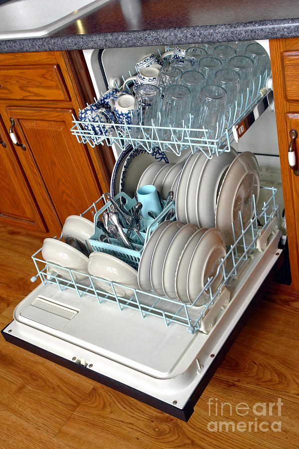 Appliance Photograph - Full Dishwasher by Olivier Le Queinec