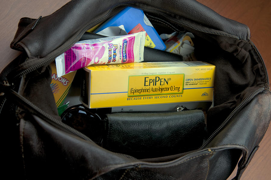 Open purse of mother whose child has food allergies Photograph by Nkbimages