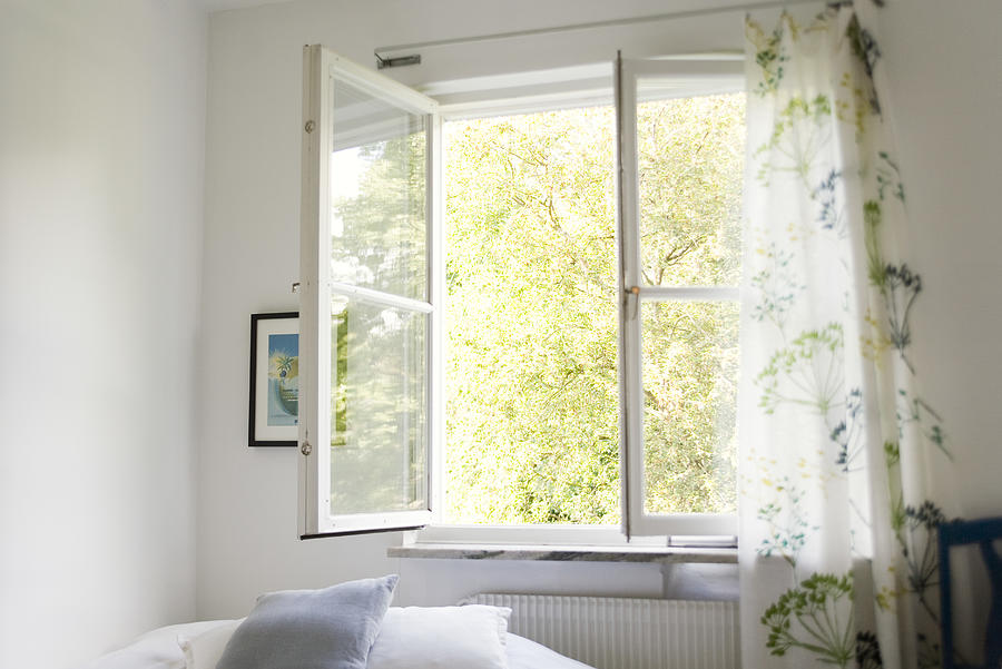 Open window in bedroom Photograph by ZenShui/Sigrid Olsson