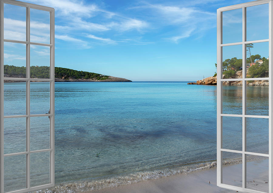 Open window to a paradisiacal beach under the blue sky Photograph by ...