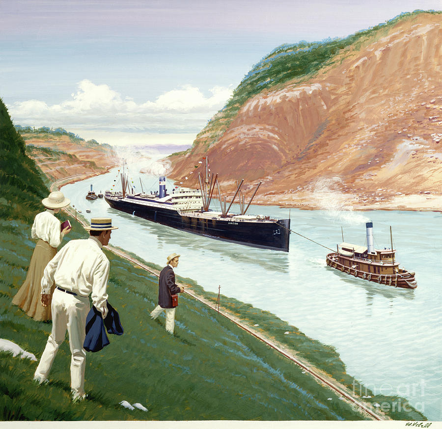 Opening Of Panama Canal Painting by Ed Vebell