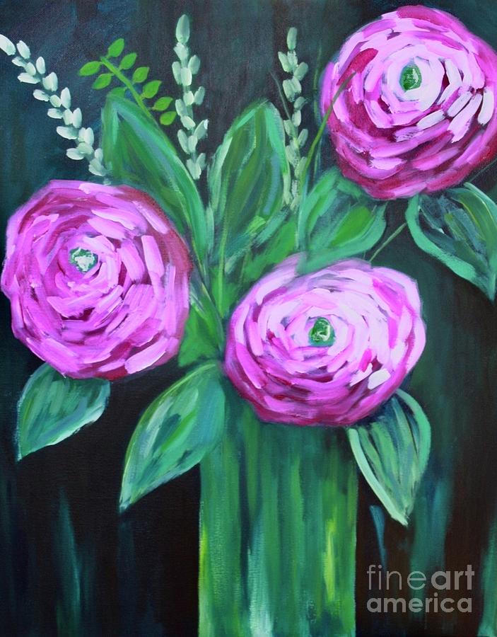 Opera Pink Flowers Painting by Melinda Etzold