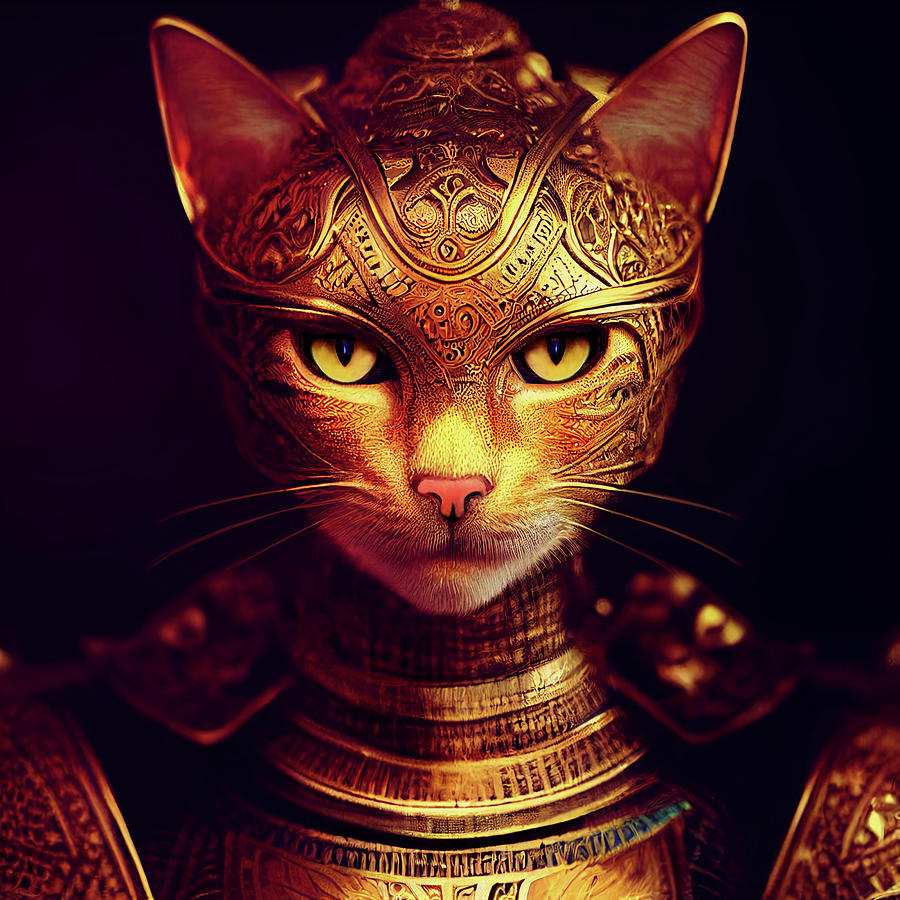 Ophelia the Ginger Cat Warrior Digital Art by Peggy Collins