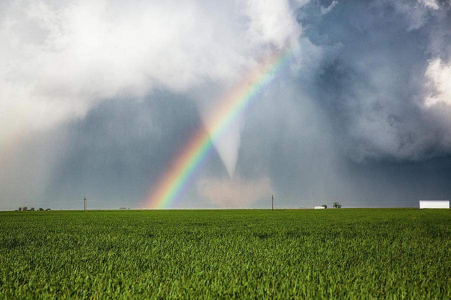 Opposite Ends Of The Spectrum - Tornado And Rainbow In Texas Photograph