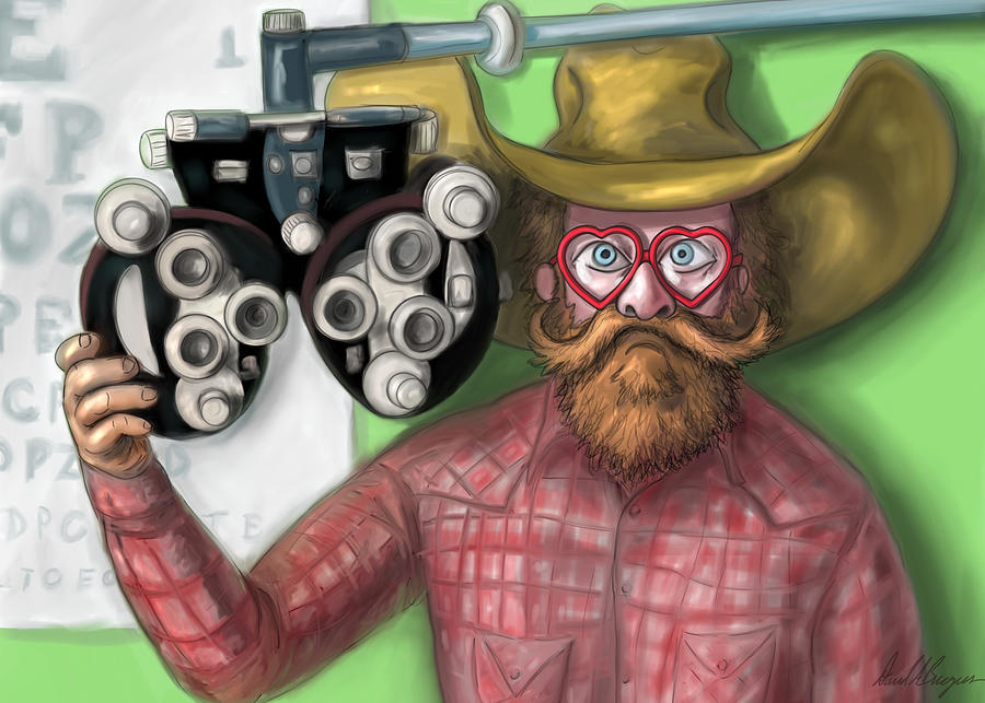 Country Humor Digital Art - Optimist Optometrist Valentine by David Burgess