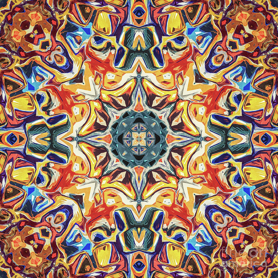 Orange and Blue Mandala Digital Art by Phil Perkins