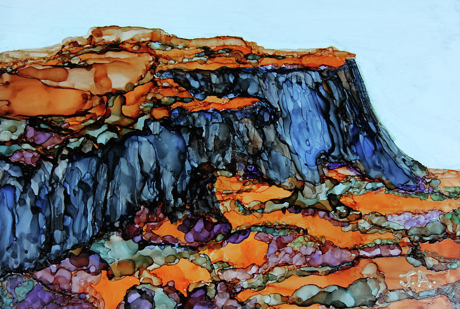 Orange and Blue Mesa Painting by Jenny Armitage