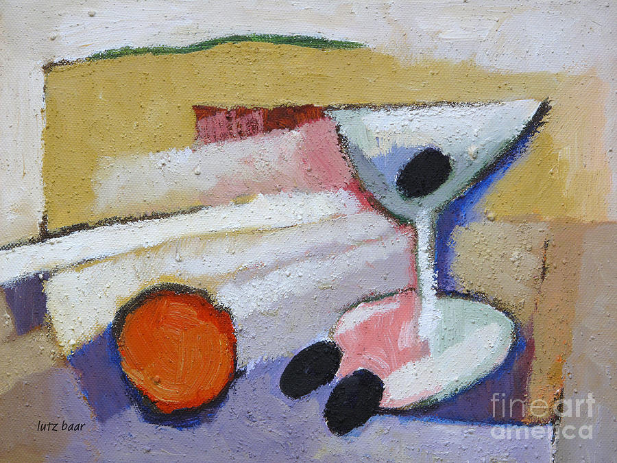 Still Life Painting - Orange and Olives by Lutz Baar