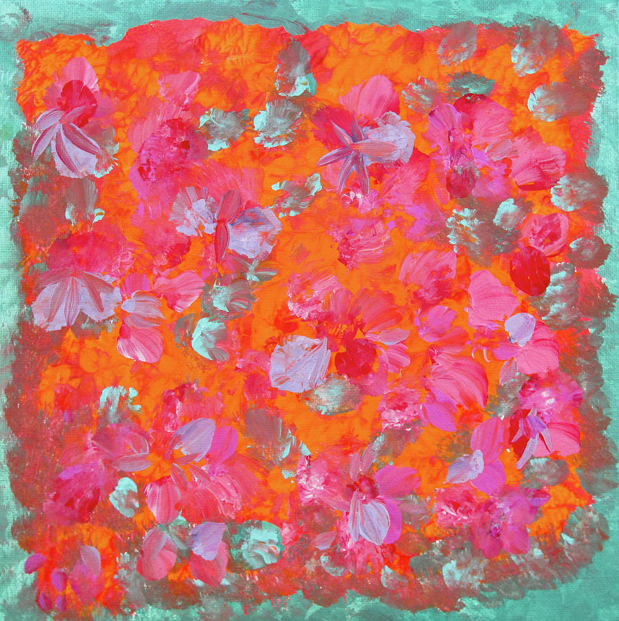 Orange and Pink Spring Floral Painting by Corinne Carroll