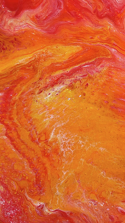 Orange and Red Abstract Art Acrylic Pouring Painting by Matthias Hauser