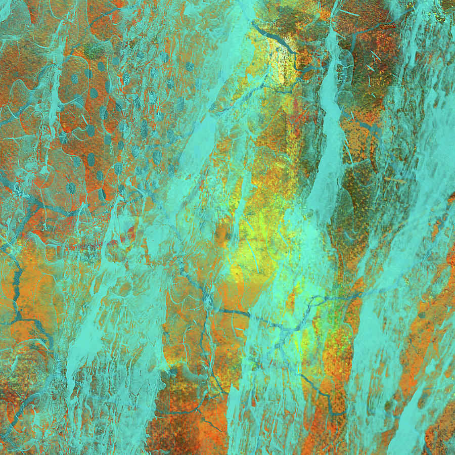 Orange and Teal Abstract Art Painting by Nancy Merkle