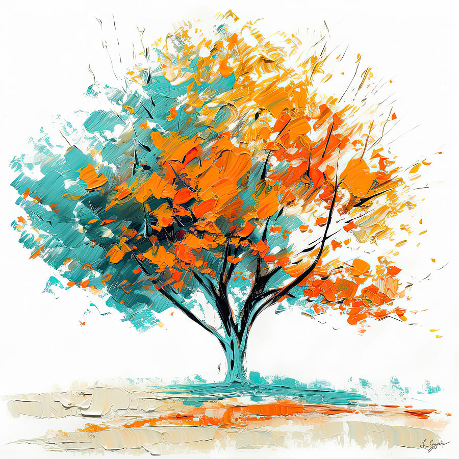 Orange and Turquoise Tree Photograph by Lourry Legarde