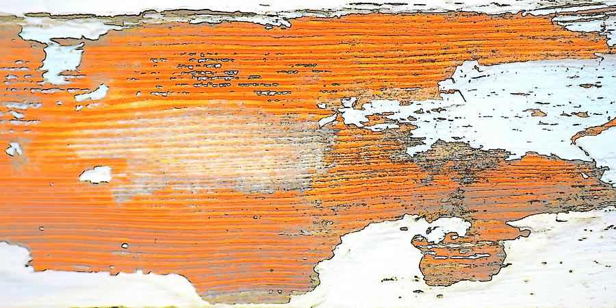 Orange and White Peeling Paint Abstract Photograph by Jerry Sodorff