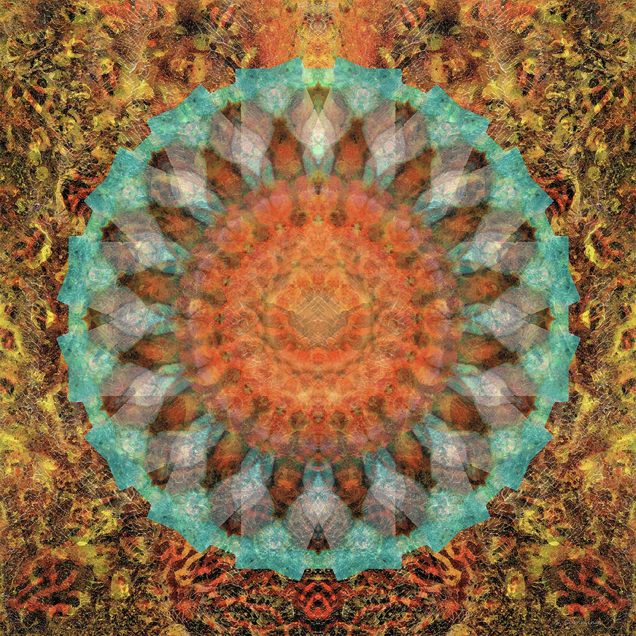 Orange Aqua Art - Sacred Tiger Lily Painting by Sharon Cummings