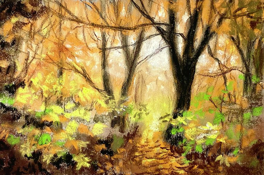 Orange Autumn in Forest Pastel by Masha Batkova