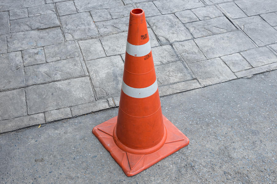 Orange base PVC traffic cone Photograph by Mantinov