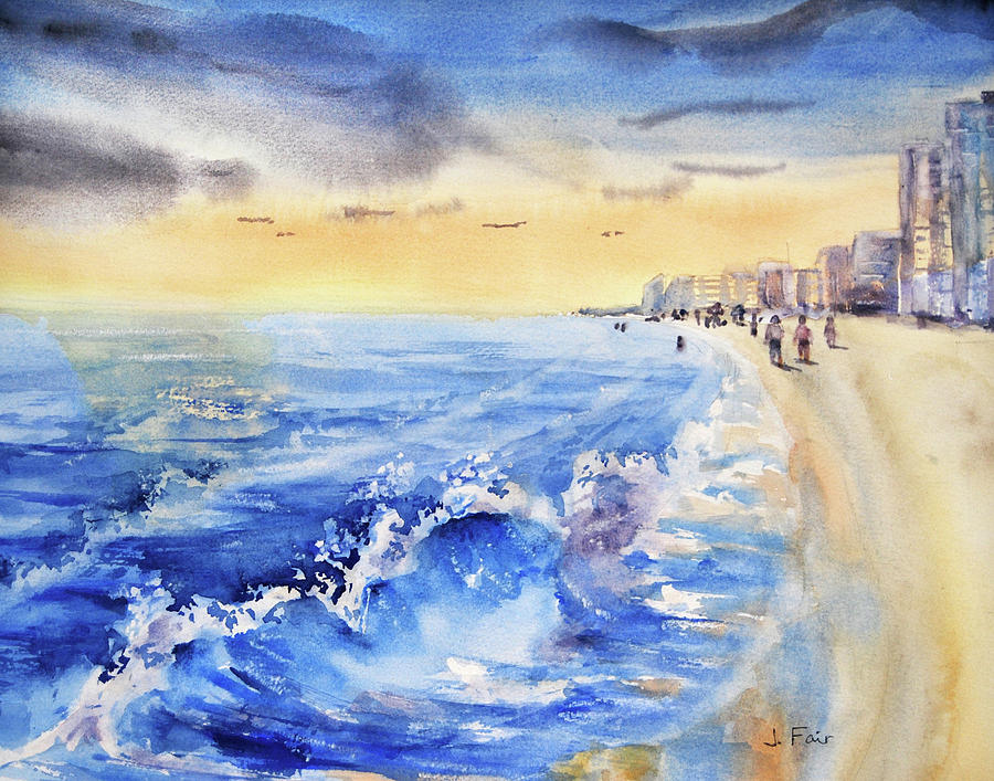 Orange Beach at Dusk Painting by Jerry Fair