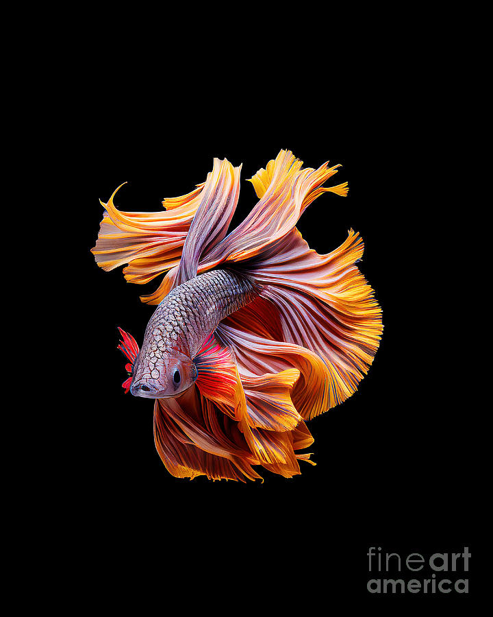 Orange Betta splendens, Siamese fighting fish Photograph by Delphimages Photo Creations