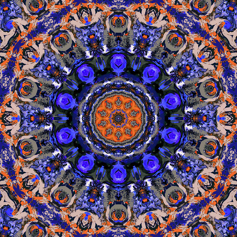 Orange Blue Mandala Mixed Media by Natalie Holland