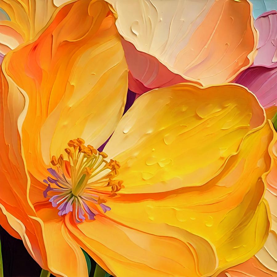 Orange Botanical 2 Digital Art by Bonnie Bruno