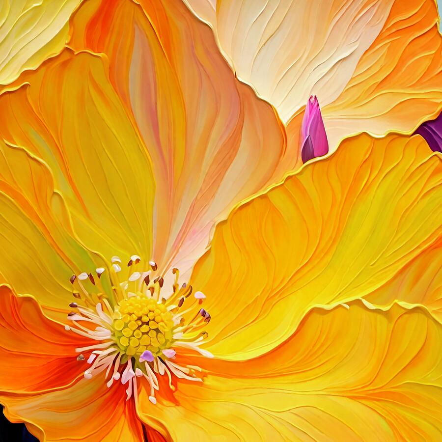 Orange Botanical No3 Mixed Media by Bonnie Bruno