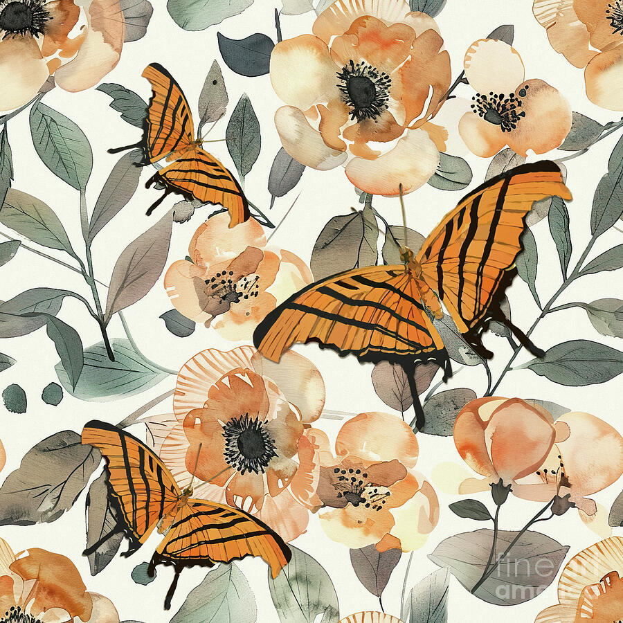 Orange Butterfly Delight Painting by Tina LeCour - Pixels