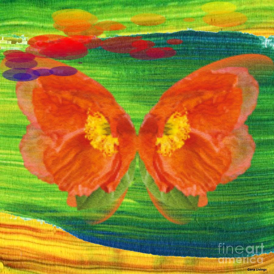 Orange Butterfly Digital Art by Gena Livings